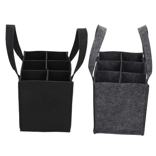 DINHEAROM 2Stücke Tragetaschen für Weinflaschen aus Filz Wiederverwendbare Geschenktaschen mit Tragegriffen und Innenfächern für Optimale Weinlagerung von DINHEAROM