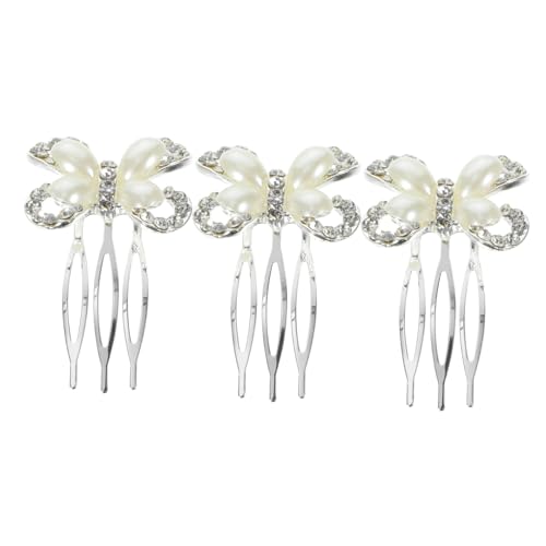DINHEAROM 3 Stück Teiliges Braut Haarkamm mit Perlen und Strassbesetztem Haarschmuck Eleganter Alloy Haarkamm für Hochzeiten Leichter Bridal Hair Comb für Frauen Funkelnder Kopfschmuck von DINHEAROM