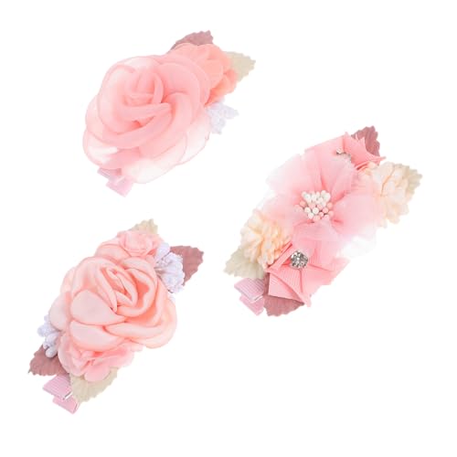 DINHEAROM 3 Stück Teiliges Pinke Künstliche Haarclips für Mädchen und Frauen Haarschonend Vielseitig Einsetzbar für Sommer Partys Hochzeiten und Alltag Süße Blumige Haaraccessoires von DINHEAROM