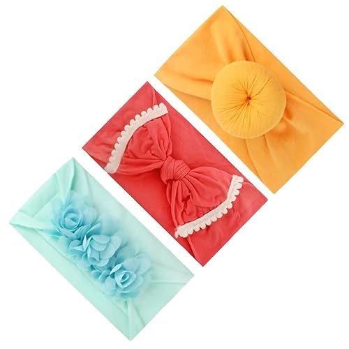 DINHEAROM 3stücke Haarband Für Junge Mädchen Stirnband Elastisches Haarband Set Mit Donut Schleife Chiffonblume Weicher Schöner Kopfschmuck Für Mädchen von DINHEAROM