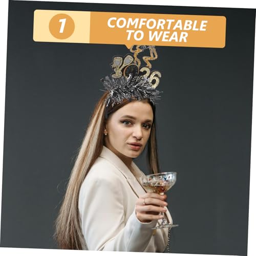 DINHEAROM 3stücke Frohes Neues Jahr Stirnband Glitzerndes Silvester-haarband Mit Sternen Festliches Kopfstück Für Frauen Und Mädchen Silvesterparty-zubehör von DINHEAROM