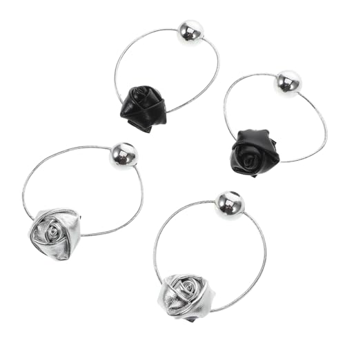 DINHEAROM 4stücke Elastische Haargummis Mit Rosenblüten Dekorative Haarbänder Für Frauen Und Mädchen Für Ponytails Und Stilvolle Frisuren Hochwertige Tragbare Haaraccessoires von DINHEAROM