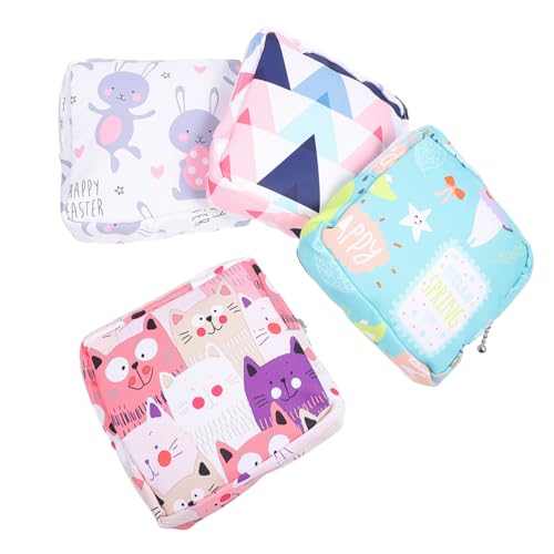 DINHEAROM 4 Stück Tragbare Hygienetuch Aufbewahrungsbeutel wasserdichte Binden Taschen im Süßen Design Damen Mädchen Reisen Schule und Outdoor Aktivitäten von DINHEAROM
