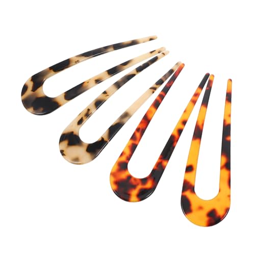 DINHEAROM 4 Stück U Förmige Haarnadeln im Tortoise Shell Design Große Haarspangen für Damen für Hochzeiten Partys und Alltag zum Gestalten von Chignons von DINHEAROM