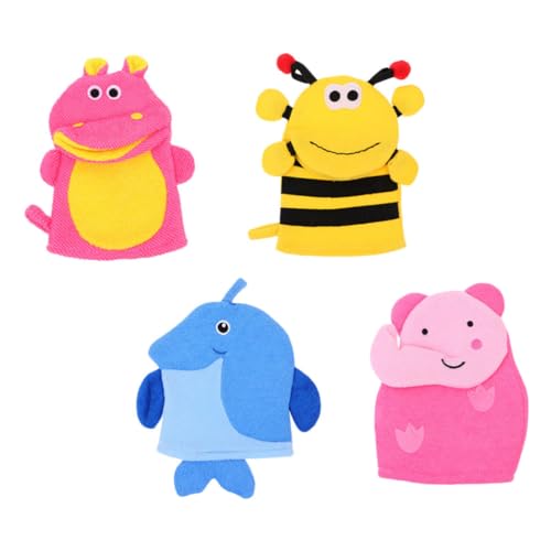 DINHEAROM 4Stücke Badhandschuhe aus Tiermotiv Dicke Dual Verwendbare Badetücher für Sanfte für Zuhause Geeignet für Jungen und Mädchen und Platzsparend von DINHEAROM