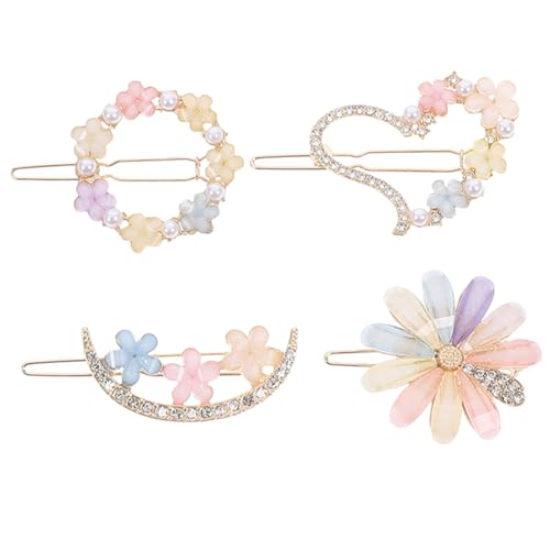 DINHEAROM 4stücke Metall Haarspangen Mit Strass Design Dekorative Barrettes Für Mädchen Haarnadeln Mit Perlen Anhängern Haar Klemmen Für Frisur Styling von DINHEAROM