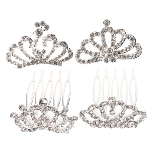 DINHEAROM 4stücke Kronenkamm Mädchen Miniatur Tiara Haar Kamm Mit Strassdekor Für Party Geburtstag Fotografie Und Show Elegante Und Romantische Stirnbänder Für Junge Mädchen von DINHEAROM