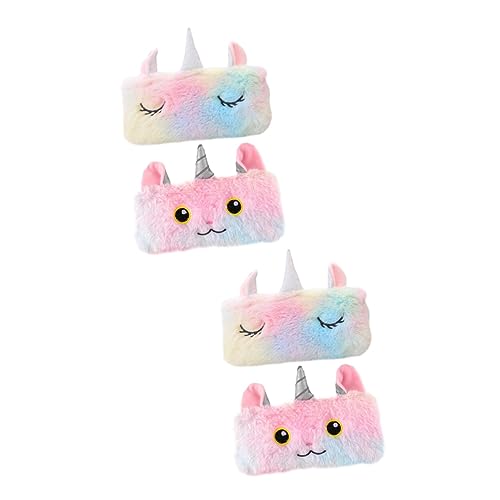 DINHEAROM 4stücke Plüsch Federmäppchen Für Schüler Große Kapazität Reißverschluss-stiftetui Tragbare Schreibwaren-Tasche Einzigartiges Einhorn-Design Für Schule Und Alltag von DINHEAROM