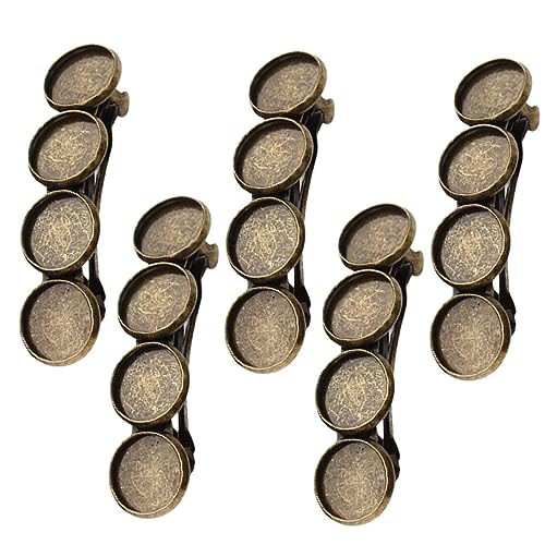DINHEAROM 5 Stück Teiliges DIY Haarklammern aus Kupfer mit Runder Basisplatte Stilvolle Vintage Haarspangen für Frauen Langlebig Leicht für Haaransatz und Haarschmuckgestaltung Patina von DINHEAROM