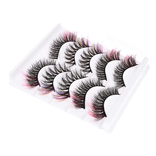 DINHEAROM 5paare Gefärbte Wimpern Künstliche Wimpern Für Cosplay Halloween Weihnachten Verabredungen Bars Clubs Und Falsche Mit Farbe Für Frauen Und Mädchen von DINHEAROM