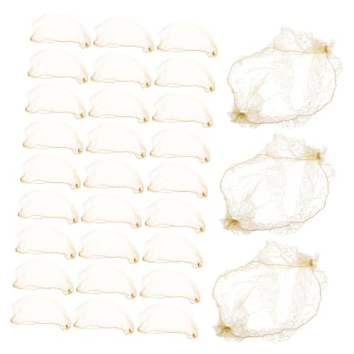 DINHEAROM 60 Stück Goldene Unsichtbare Haarnetze Elastisch Mesh für Ballett Dutt Haarnetze für Frauen Tänzerinnen Bühne Alltagsstil und Lebensmittelservice von DINHEAROM