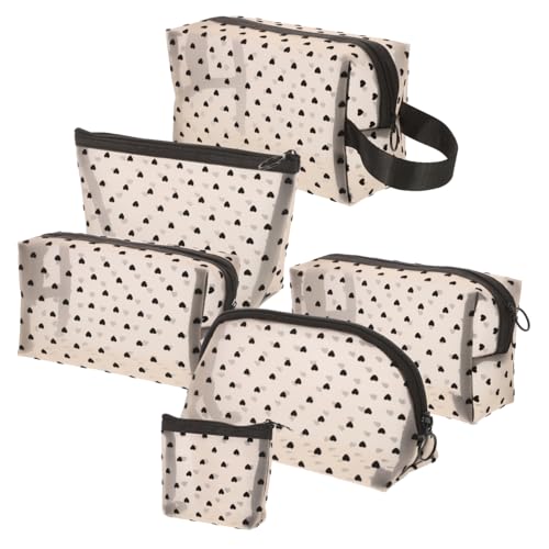 DINHEAROM 6Stücke Teiliges Tragbare Make Up Taschen mit Reißverschluss Netzdesign Kosmetiktaschen für Reisen Organizer für Lippenstifte und Pinsel für und Mädchen von DINHEAROM