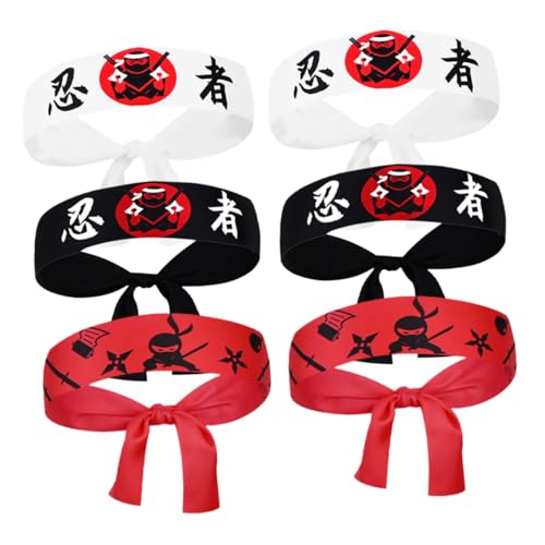 DINHEAROM 6stücke Japanisches Stirnband Für Männer Teiliges Mit Einzigartigem Design Atmungsaktiv Und Schweißabsorbierend Für Karate Koch-events Und Kindergeburtstage Stilvolles von DINHEAROM