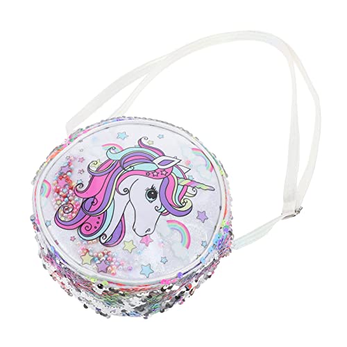 DINHEAROM Cute Unicorn Pattern Umhängetasche für Mädchen Glitzernde Schultertasche mit Großer Kapazität für Aufbewahrung von Kleinigkeiten Wie Karten und Schlüsseln von DINHEAROM