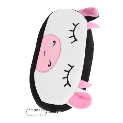 DINHEAROM Kawaii Plüsch Tier Pencil Case Mit Reißverschluss Lustiger Und Kreativer Stiftbeutel Für Schule Und Büro Großer Aufbewahrungstasche Für Schreibwaren Niedlicher Milchkuh-Stil von DINHEAROM