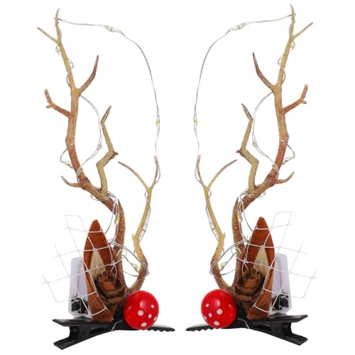 DINHEAROM Leuchtende Hirschgeweih Haarspangen Weihnachten Geweih Haarclip für Kostümfest Karneval Cosplay Damen und Mädchen von DINHEAROM