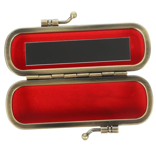 DINHEAROM Lippenstifthalter Flanell mit Spiegel Kosmetiktasche Tragbare Lippenstiftbox Rotweinrot Damen Reise Accessoire Kleine Aufbewahrung für Lippenstift und Kleinteile von DINHEAROM