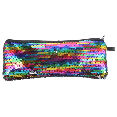 DINHEAROM Pailletten Make Up Tasche Regenbogenfarben Kleine Kosmetiktasche für Schmuck Toilettenartikel und Elektronik Aufbewahrung für Damen und Mädchen für Reisen von DINHEAROM