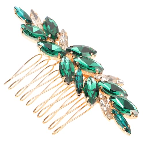 DINHEAROM Smaragdhaarkamm Braut Haarkamm Brautkamm aus Haarkämme mit Strass Strasshaarkämme Haarzubehör Brauthaarschmuck Damen Vintage Haarkamm Ferrolegierung Grün von DINHEAROM
