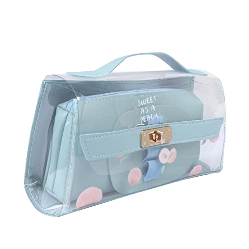 DINHEAROM Handtasche Kosmetiktasche Transparentes Mäppchen Große Kapazität Tragbare Schreibwaren-Tasche Für Damen Mädchen Und Junge Mädchen Mintgrün von DINHEAROM