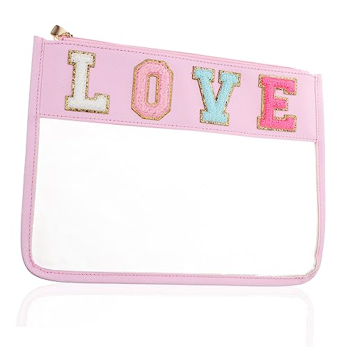 DINHEAROM Transparente PVC Reißverschlusstasche Wasserdichter Make Up Organizer Snackbeutel für Outdoor Aktivitäten Multifunktional Love für Mädchen von DINHEAROM