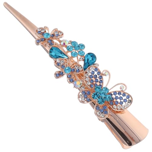 DINHEAROM Vintage Haarklammer Damen Große Haarklammer mit Strasssteinen Leichter Haarschmuck für Dünnes Haar Einzigartiger Blaue Haarspange für Party Alltag von DINHEAROM