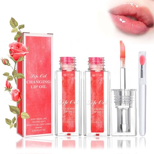 Color Changing Lip Oil, Magic Color Changing Lip Oil, Bossup Color Changing Lip Oil, Color Changing Lip Oil Stain, Magic Changing Lip Oil, Conversion Lip Stain, Long Lasting Nourishing (2PCS-Red) von DINNIWIKL