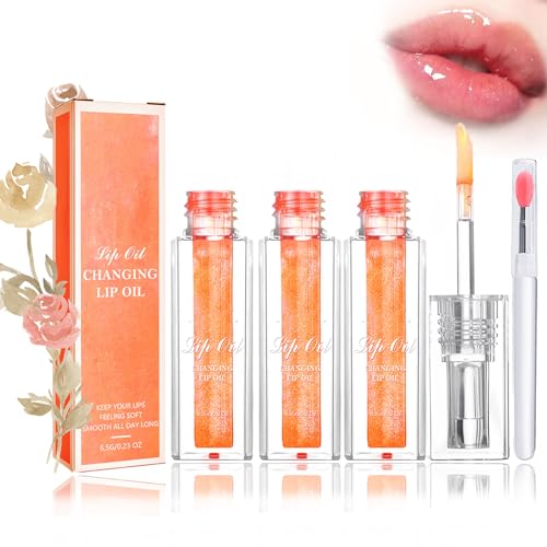 Color Changing Lip Oil, Magic Color Changing Lip Oil, Bossup Color Changing Lip Oil, Color Changing Lip Oil Stain, Magic Changing Lip Oil, Conversion Lip Stain, Long Lasting Nourishing (3PCS-Orange) von DINNIWIKL