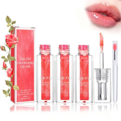 Color Changing Lip Oil, Magic Color Changing Lip Oil, Bossup Color Changing Lip Oil, Color Changing Lip Oil Stain, Magic Changing Lip Oil, Conversion Lip Stain, Long Lasting Nourishing (3PCS-Red) von DINNIWIKL