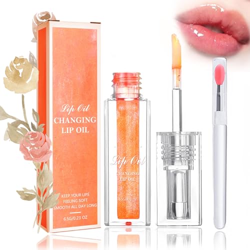 Color Changing Lip Oil, Magic Color Changing Lip Oil, Bossup Color Changing Lip Oil, Color Changing Lip Oil Stain, Magic Changing Lip Oil, Conversion Lip Stain, Long Lasting Nourishing (Orange) von DINNIWIKL