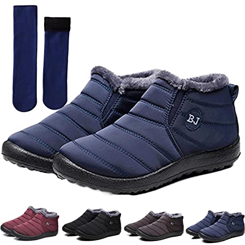 DINNIWIKL Boojoy Winter Boots, Pelzfutter wasserdichte Slip On Outdoor Warme Stiefeletten, Boojoy Stiefel für Herren und Damen (Dunkelblau, 38 EU) von DINNIWIKL