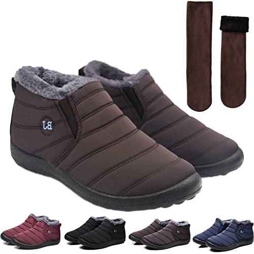 DINNIWIKL Boojoy Winterstiefel, Pelzfutter wasserdichte Slip On Outdoor Warme Stiefeletten, Boojoy Stiefel für Herren und Damen (Braun, 40 EU) von DINNIWIKL