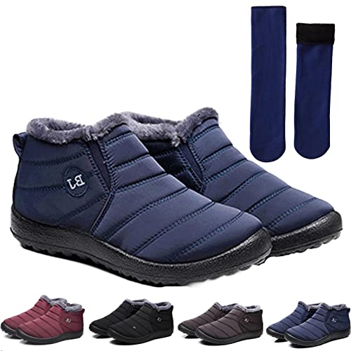 DINNIWIKL Boojoy Winterstiefel, Pelzfutter wasserdichte Slip On Outdoor Warme Stiefeletten, Boojoy Stiefel für Herren und Damen (Dunkelblau, 39 EU) von DINNIWIKL