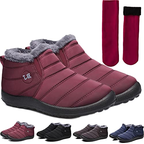 DINNIWIKL Boojoy Winterstiefel, Pelzfutter wasserdichte Slip On Outdoor Warme Stiefeletten, Boojoy Stiefel für Herren und Damen (Violett, 42 EU) von DINNIWIKL