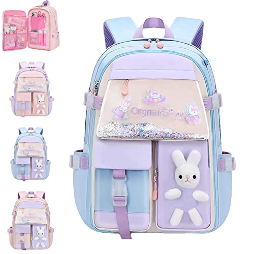 DINNIWIKL Bunny Backpack, Bad Bunny Backpack For Girls, Large Capacity Waterproof Kawaii Bookbag, Back To School (Blue - Large) von DINNIWIKL
