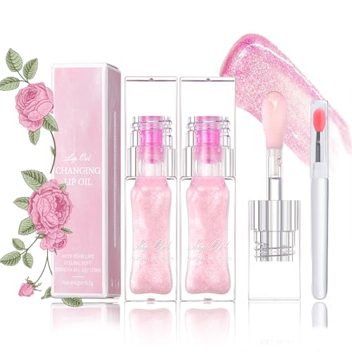 DINNIWIKL Conversionh Lip Oil, Conversion Lip Stain, Conversion Lip Oil, Magic Color Changing Lip Oil, Boss Up Color Changing Lip Oil, Warm Change Moisturizing Plumping Lip Oil (2PCS) von DINNIWIKL