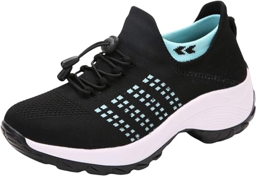 Damen-Sneakers Bequeme Orthopädische Schuhe Damen Slip-On Wanderschuhe aus atmungsaktivem Mesh Sommer Turnschuhe für Damen Bequeme Trainingsschuhe, grün, 36 EU von DINNIWIKL