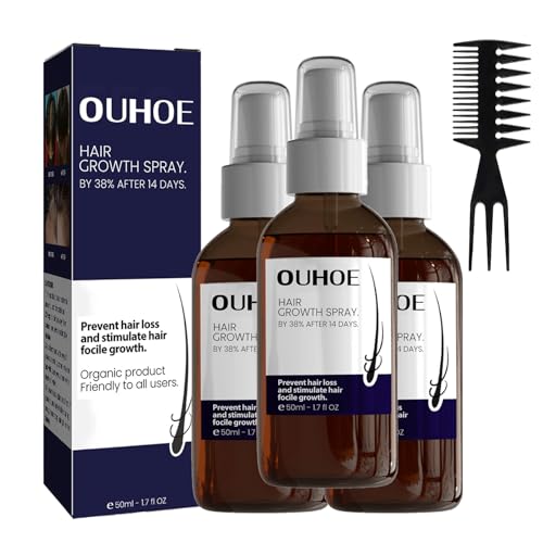 Ouhoe Hair Growth Spray, Ouhoe Hair Growth Oil, OUHOE Stronger and Hair Thickening Spray, Hair Regrowth Treatments for Women & Men, Best Hair Growth Products (3pcs) von DINNIWIKL