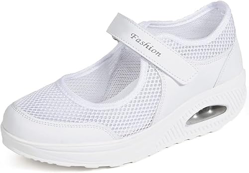 Sportsandalen für Damen, Wippschuhe, Sommer, Mesh-Schuhe, Fitnessschuhe, Schlankheitsschuhe, Wanderschuhe, orthopädisch, rutschfest, Klettverschluss, atmungsaktiv, Sneaker, Mokassins mit Keilabsatz, von DINNIWIKL