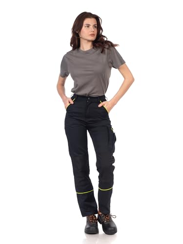 DINOZAVR Fortum Arbeitshose Damen - Arbeitskleidung Damen Baustelle - Cargohose Damen mit Cordura - Schwarz 38 von DINOZAVR