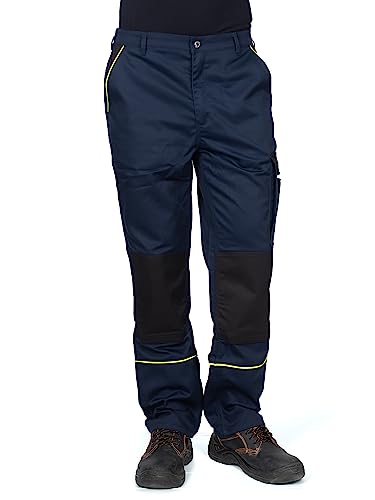 Fortum Arbeitshosen Männer - Arbeitshose Herren mit Gürtelschlaufen, Reißverschluss, elastischer Bund, Knieverstärkung & Kniepolstertaschen, Cargotasche, Multifunktionstaschen Dunkelblau EU48 von DINOZAVR