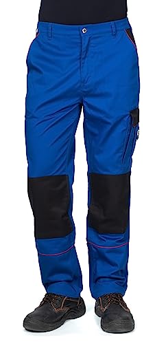 DINOZAVR Fortum Arbeitshosen Männer - Arbeitshose Herren mit Gürtelschlaufen, Reißverschluss, elastischer Bund, Knieverstärkung & Kniepolstertaschen, Cargotasche, Multifunktionstaschen Königsblau EU62 von DINOZAVR