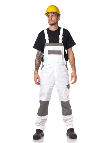 DINOZAVR Fortum Arbeitshosen Männer Latzhose Herren Arbeitshose - Arbeitslatzhose Herren mit Elastischem Bund, CORDURA-Verstärkungen, Vordertaschen, Brusttaschen, Cargotasche, Werkzeugtasche Weiß 54 DINOZAVR Fortum Arbeitshosen Männer Latzhose Herren Arbeitshose - Arbeitslatzhose Herren mit Elastischem Bund, CORDURA-Verstärkungen, Vordertaschen, Brusttaschen, Cargotasche, Werkzeugtasche Weiß 54 von DINOZAVR