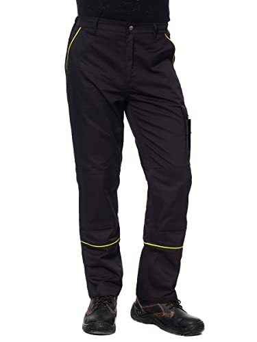 DINOZAVR Fortum Arbeitshosen Männer - Arbeitshose Herren mit Gürtelschlaufen, Reißverschluss, elastischer Bund, Knieverstärkung & Kniepolstertaschen, Cargotasche, Multifunktionstaschen Schwarz EU50 von DINOZAVR
