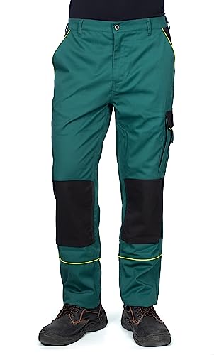 DINOZAVR Fortum Arbeitshosen Männer - Arbeitshose Herren mit Gürtelschlaufen, Reißverschluss, elastischer Bund, Knieverstärkung & Kniepolstertaschen, Cargotasche, Multifunktionstaschen Grün EU64 von DINOZAVR