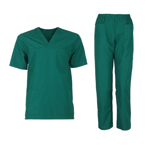 DINOZAVR M3 Unisex-Schrubb-Set Medizinische Uniform Herren Damen Kasacks Arbeitshose Pflege Schlupfkasack Kurzarm Oberteil mit Hose medizinisches Grün 2XL von DINOZAVR