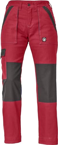 DINOZAVR Max Neo Damen Arbeitshose - Multi Taschen Baumwolle Atmungsaktiv Hose - Rot/Schwarz 36 von DINOZAVR