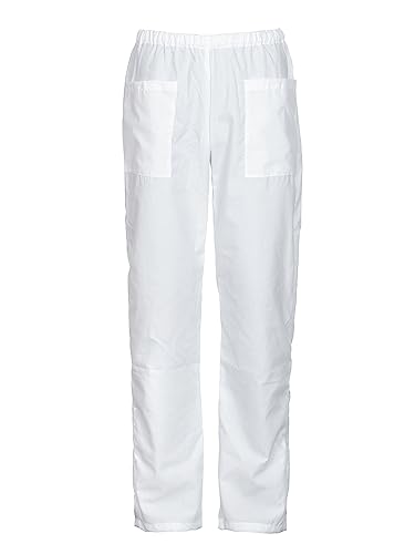 DINOZAVR Napoli Kochhose Herren Damen Unisex - Elastischer Bund Mit 2 Fronttaschen, Robuste Arbeitshose Für Küche Und Gastronomie - Bequeme Berufsbekleidung Weiß XS von DINOZAVR