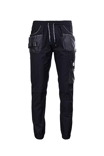 Revolt Sport Jogginghose Herren - Arbeitshosen Männer Cargohose Herren - Mit Stretchmaterial, Dreifachnaht, Reflektierenden Details, Elastischem Bund, Kordelzug, Reißverschluss, Taschen - Schwarz 3XL von DINOZAVR