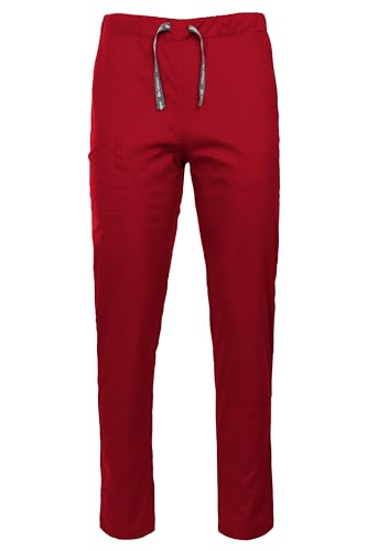 DINOZAVR Tony Schlupfhose Damen Und Herren - Unisex Medizinische Berufsbekleidung Mit Elasthan, Stretch, Zwei Italienische Taschen, Rechte Oberschenkeltasche, Gesäßtasche Mit Patte Weinrot 2XL von DINOZAVR